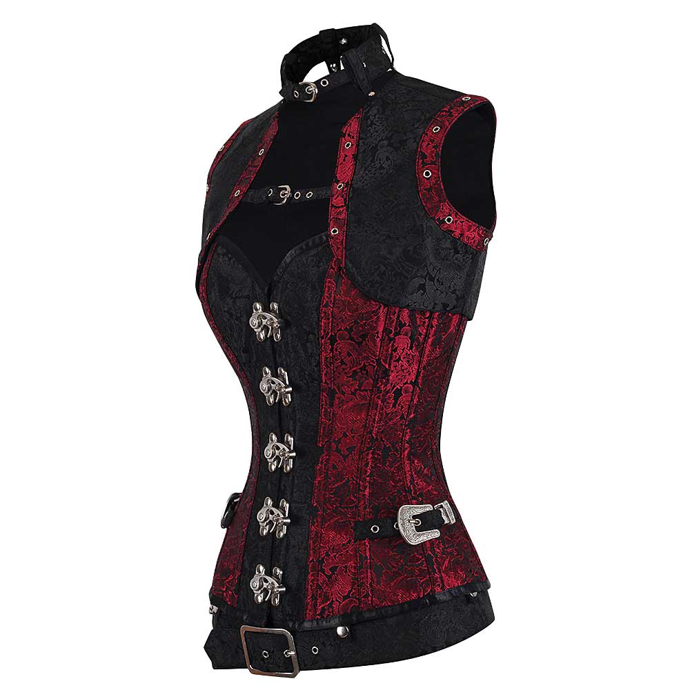 Attitude Corsets - Milaileë Overbust korset - Zwart/Rood